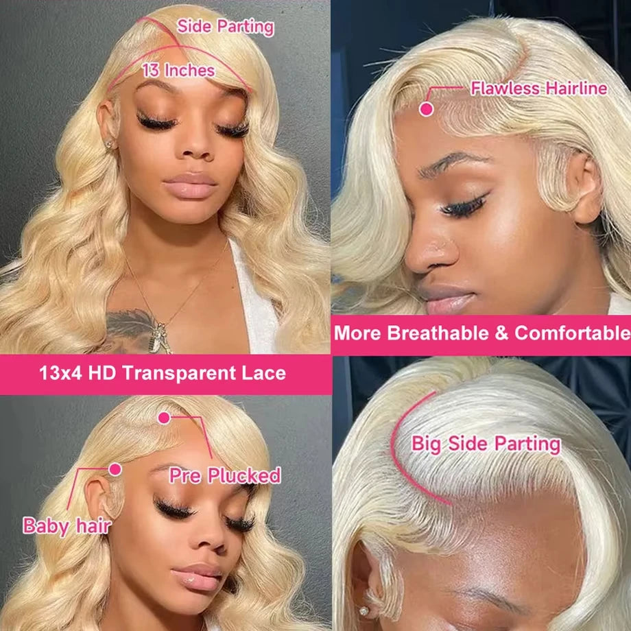 Body Wave 613 Hd Lace Frontal Wig 13x6 Human Hair Wigs 13x4 Transparent Lace Honey Blonde Glueless Wigs For Women 180 Density