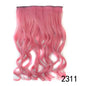 Synthetic Long Wavy 5 Clip In Hair Extensions 22Inch Synthetic Fiber Heat Resistant Hairpiece Black Pink False Hair Daily Use