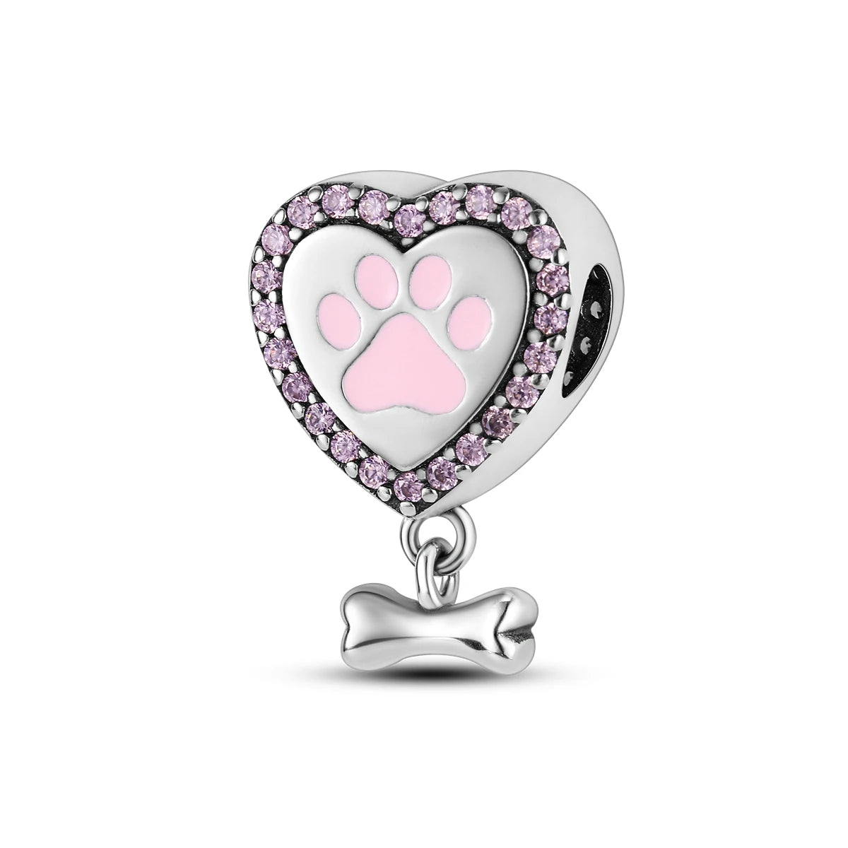 Dog Pet Charms 925 Silver Doggy Paw French Bulldog Bones Beads fit Original Pandora Bracelet DIY Fine Jewelry