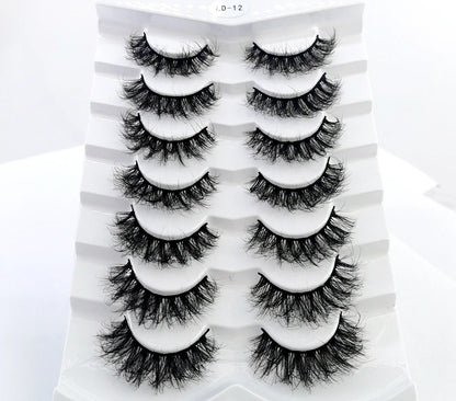 NEW 5/6/7/8 Pairs Natural Long Mink False Eyelashes Cross Dense Handmade Cotton Stalk 25mm Lashes Make-up Mink Beauty Eyelashes