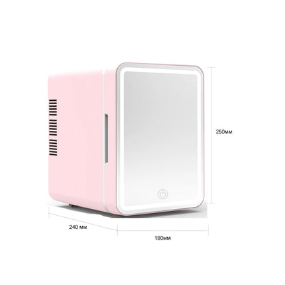 4l Mini Skincare Fridge with Dimmable LED Light Mirror for Refrigerating Make Up SkinCare and Food for Bedroom Office and Car