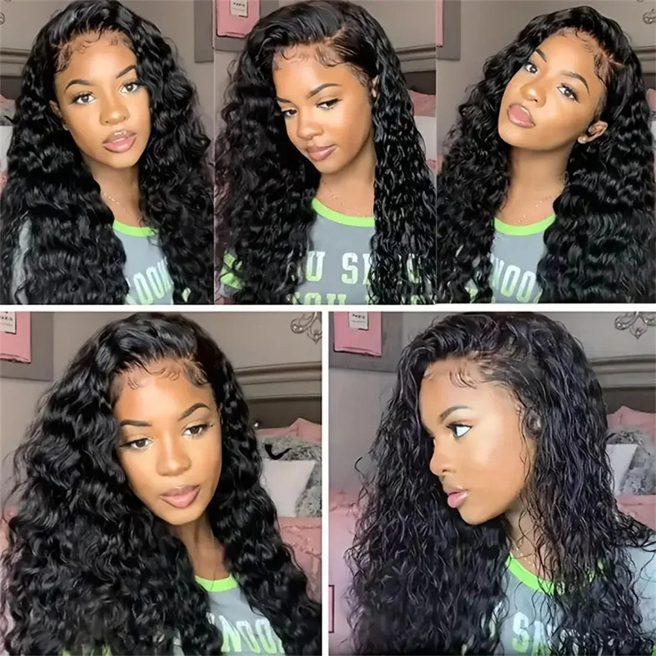 Deep Wave 13x6/13x4 HD Transparent Lace Front Human Hair Wigs Remy Human Hair 30 34inch Wet And Wavy Water Wave Frontal Wig