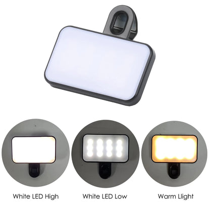 New 3 Modes Adjustable Brightness Portable Mini Selfie Fill Light Rechargeable Clip On For Phone Laptop Tablet Meeting Make Up