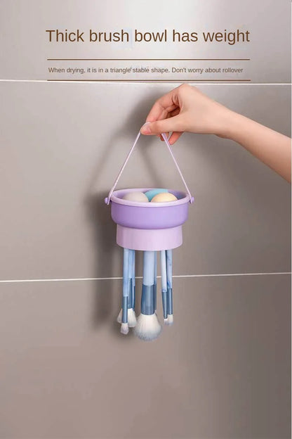 Makeup Brush Cleaning Bowl Beauty Egg Cleaning Tool Storage Set Brush Powder Puff Dry Cleaning Silicone Drying Shelf