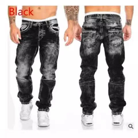 European and American 2024 New Fashion Jeans for Men, Casual Straight-leg Hip-hop Denim Trousers with Visible Stitching. S-5XL