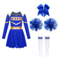 Kids Girls Cheerleader Costume Halloween Cheerleading Dress with Pom Poms Bow Hair Clip Socks Birthday Party Gifts