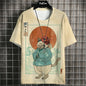 Japanese Style Men's T-Shirt Ukiyo-e Painting Animal Printed Tees Casual Loose Short Sleeve T-shirts Oversized Men Clothing Tops