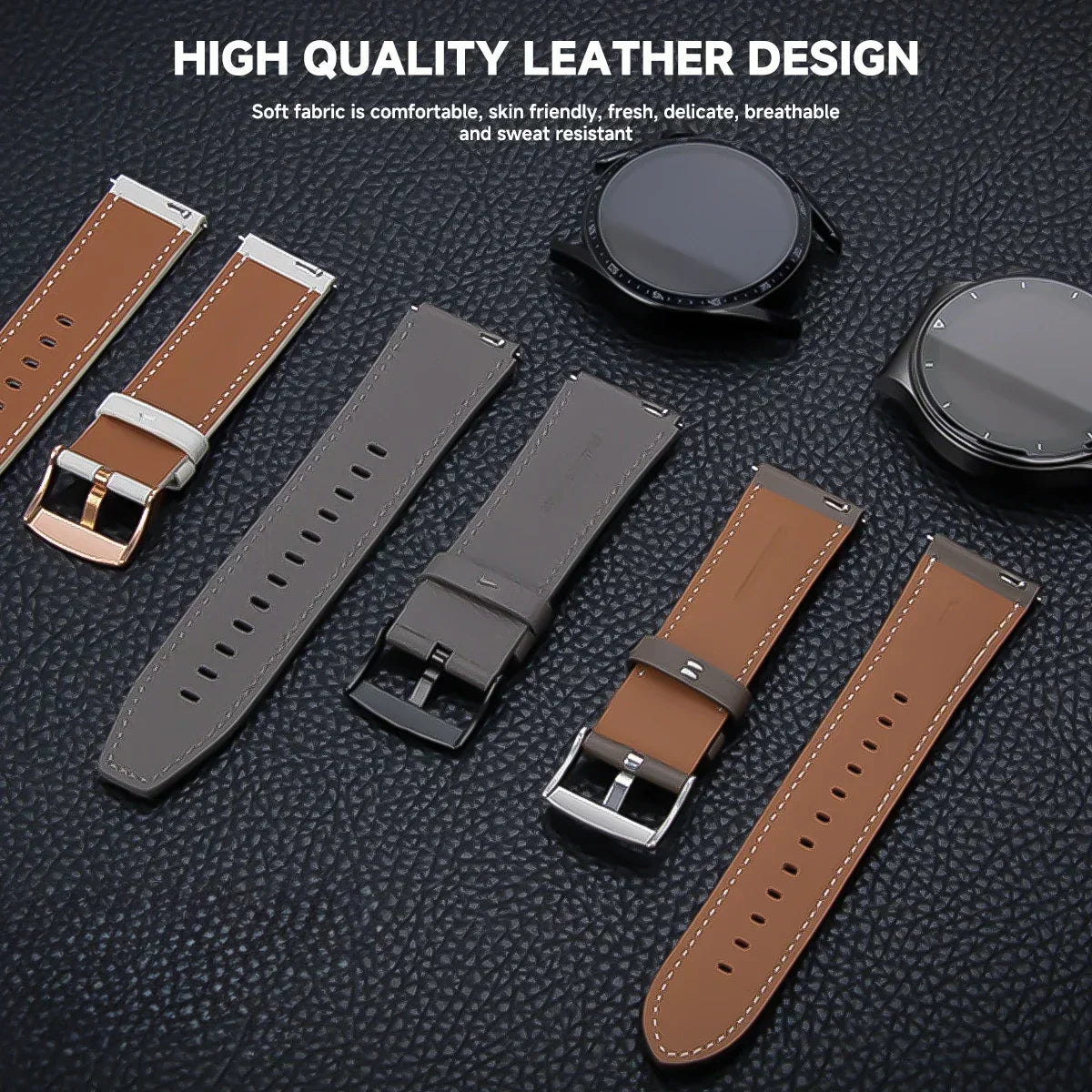 22mm 20mm Leather Strap For HUAWEI WATCH GT 5 46mm WATCH 5 Pro GT 3 GT2 Pro 46mm Buds Band Watchbands Soft Replacement Wristband