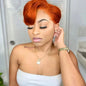 Pixie Cut Human Hair Wigs Orange Wig T Part Lace Wig Ginger Straight Short Human Hair Wigs perruque cheveux humain sans colle