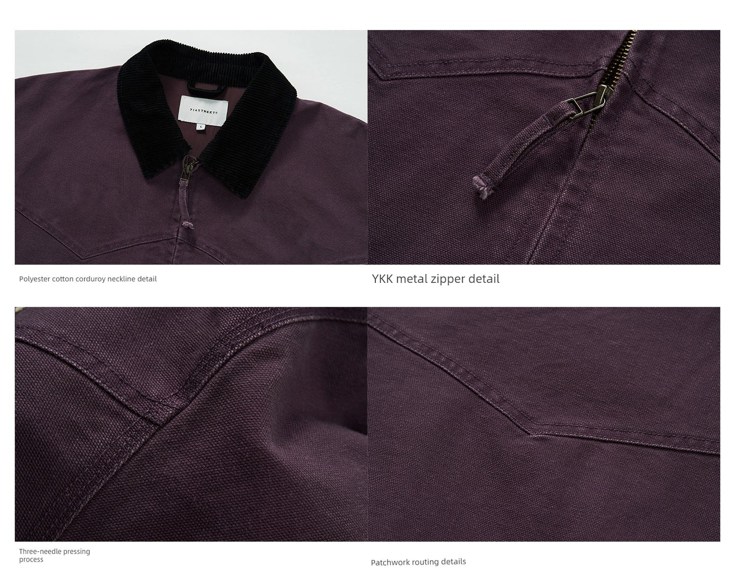 714street Fall and Winter Purple Detroit Cotton Coat