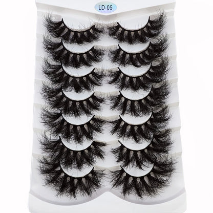 NEW 5/6/7/8 Pairs Natural Long Mink False Eyelashes Cross Dense Handmade Cotton Stalk 25mm Lashes Make-up Mink Beauty Eyelashes