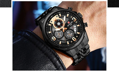 REWARD New Mens Watches Stainless Steel Luxury Waterproof Chronograph Luminous Wrist Watch Fashion Men Sports Quartz Watch