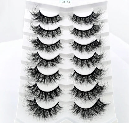 NEW 5/6/7/8 Pairs Natural Long Mink False Eyelashes Cross Dense Handmade Cotton Stalk 25mm Lashes Make-up Mink Beauty Eyelashes