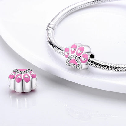 Dog Pet Charms 925 Silver Doggy Paw French Bulldog Bones Beads fit Original Pandora Bracelet DIY Fine Jewelry