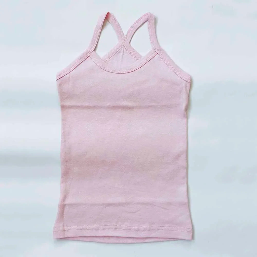 Hot Summer Cotton Girls Vest Sleeveless Solid Color T-shirts Tees Kids Children Tops Baby Girl Casual Clothes Tshirt 2-12 Years