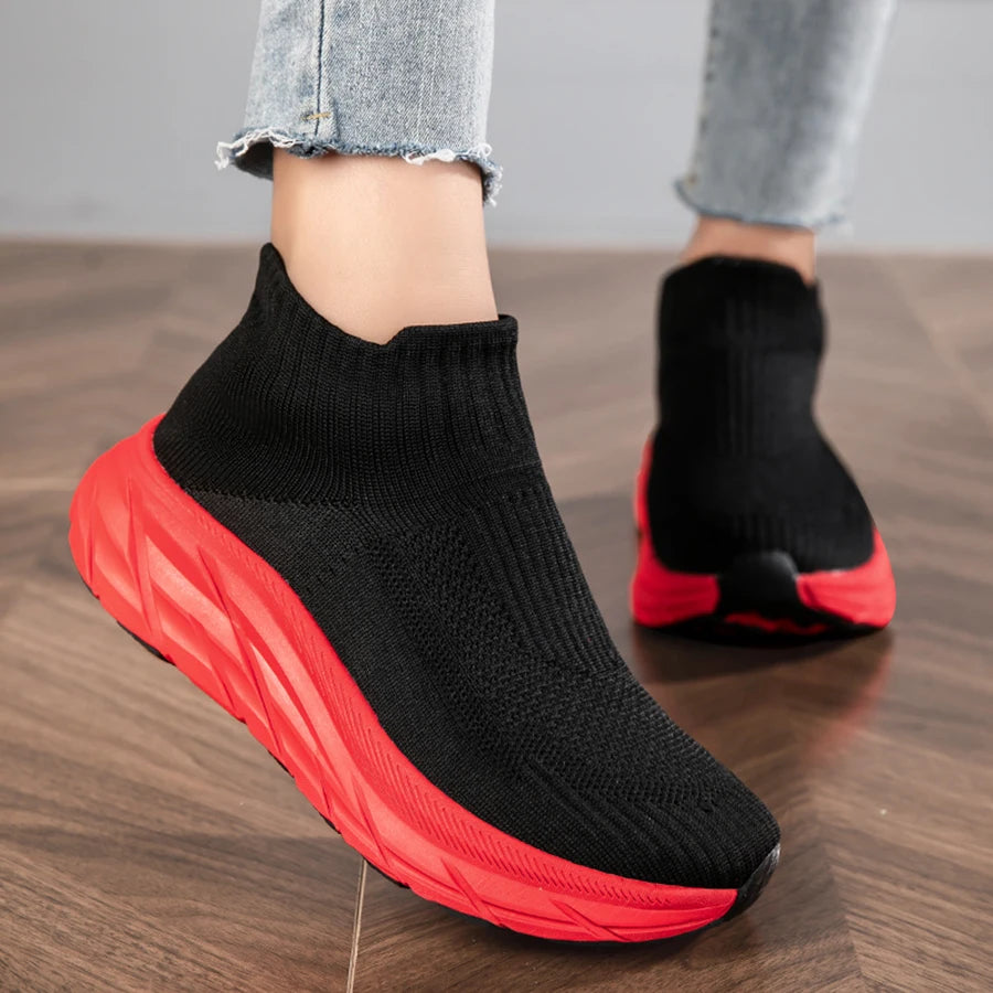 Men's Casual Sneakers Breathable Mesh Socks Shoes Fashion Sport Running Shoes Ankle Boots Slip-on Tennis Loafers For Women