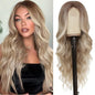 Synthetic Long Lace Ombre Blonde Wavy Wig for Women 26 Inch Middle Part Curly Natural Looking Heat Resistant Fiber for Daily