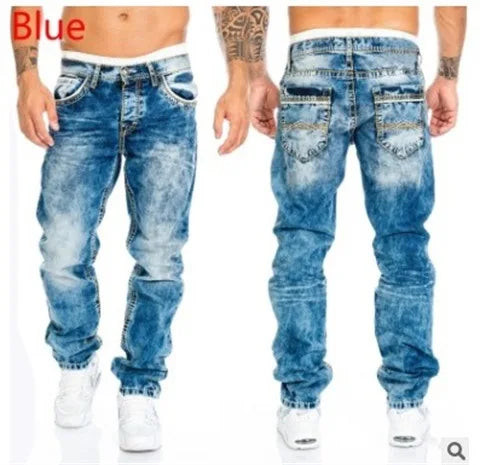 European and American 2024 New Fashion Jeans for Men, Casual Straight-leg Hip-hop Denim Trousers with Visible Stitching. S-5XL