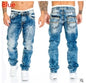 European and American 2024 New Fashion Jeans for Men, Casual Straight-leg Hip-hop Denim Trousers with Visible Stitching. S-5XL