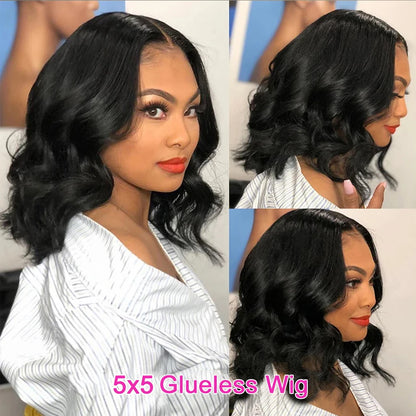 Body Wave Bob Wig 13x6 Transparent Lace Frontal Wig Brazilian Human Hair Wigs Virgin Remy Hair13x4 Lace Closure Wig 180% Density