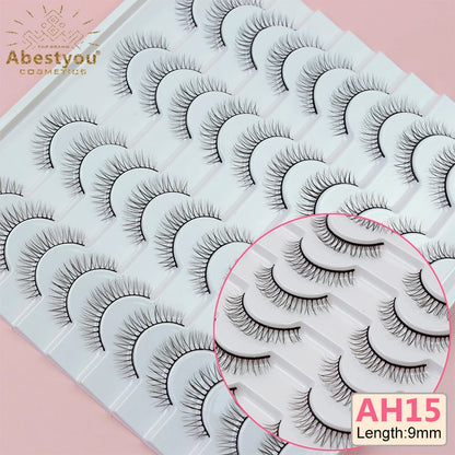 Abestyou 8mm 20Pairs Invisible Strip Soft Clear Band 3D Faux Mink Wispy Eyelash Korea High Quality Short Reusable Lashes Make-up