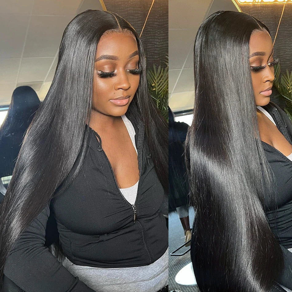 Pre Cut Glueless Wigs Human Hair Ready To Wear And Go Preplucked Straight 13x6 HD Lace Frontal Wig Human Hair For Women 40 Inch