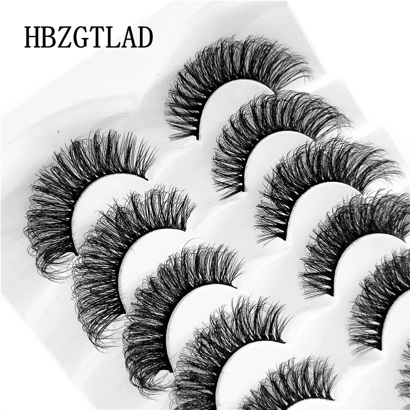 NEW 5/6/7/8 Pairs Natural Long Mink False Eyelashes Cross Dense Handmade Cotton Stalk 25mm Lashes Make-up Mink Beauty Eyelashes