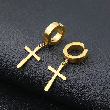 1Pair Fashion Cross Fake Earrings