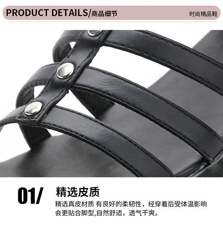 2022 Women's Summer Boots Women Shoes Fashion Cutout High Top Sandals Breathable Striped Roman Shoes Platform Boots Thigh High