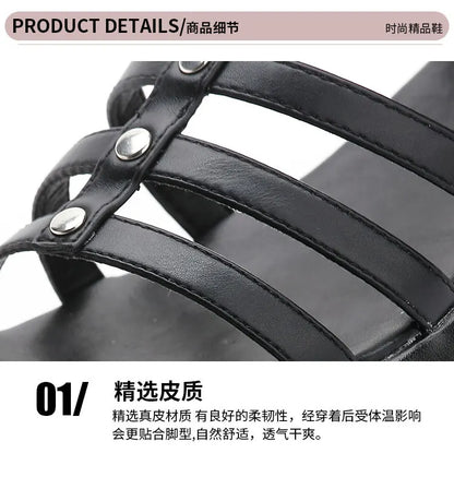 2022 Women's Summer Boots Women Shoes Fashion Cutout High Top Sandals Breathable Striped Roman Shoes Platform Boots Thigh High