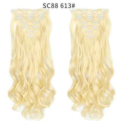 LINWAN Hair 22inch Ombre Hair Long Curly Hair Extension 16 Clips High Tempreture Synthetic Hairpiece Clip In Hair Extensions