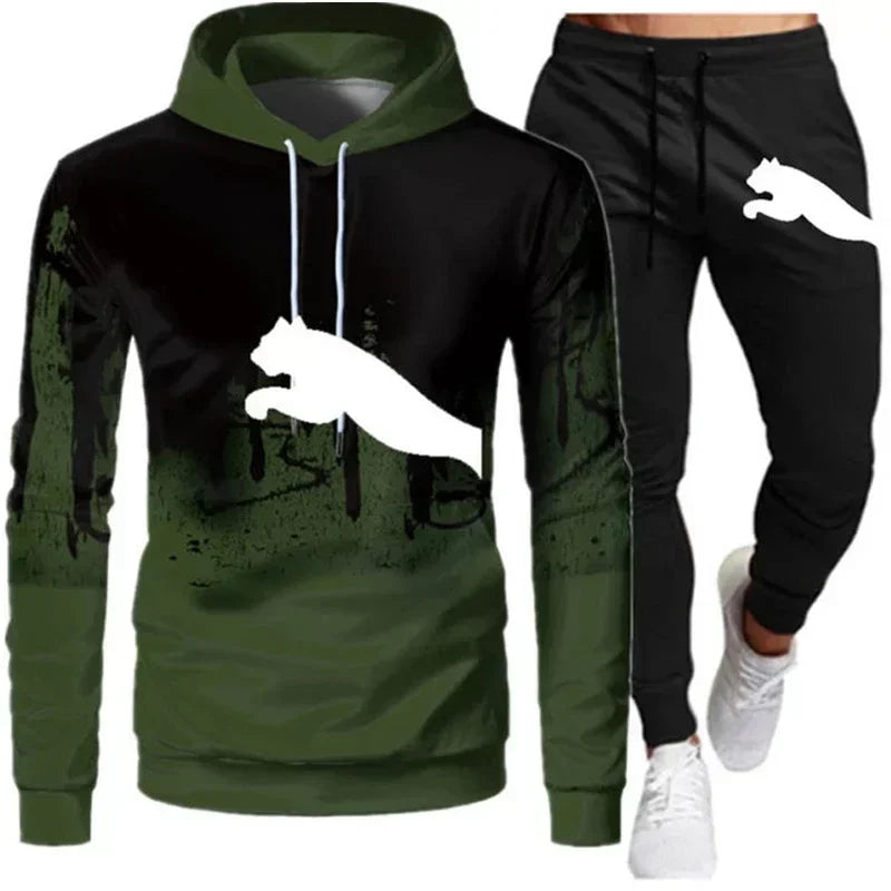 2024 men and women the same fashion casual trend sweater set outdoor sports printing pattern sweater two-piece set size S-3XL