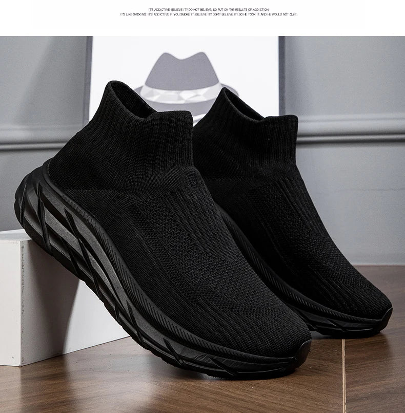 Men's Casual Sneakers Breathable Mesh Socks Shoes Fashion Sport Running Shoes Ankle Boots Slip-on Tennis Loafers For Women