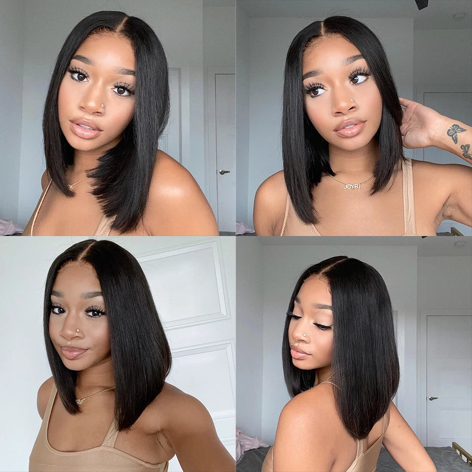 Bone Straight Short Bob Wigs Glueless Lace Front Human Hair Wigs 13x4 HD Transparent Lace Frontal Wig for Women Pre Plucked 180%