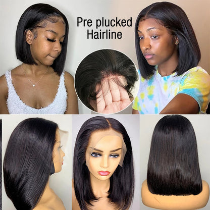 Wear And Go Glueless Straight Bob Wig Lace Front Human Hair Wigs For Women Peruvian Lace Frontal Wig perruques cheveux humains