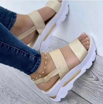 Women Comfortable Outdoor Sandals Casual Plus Size Slippers Round on Plus Size Wedge Shoes Sandalias Mujer