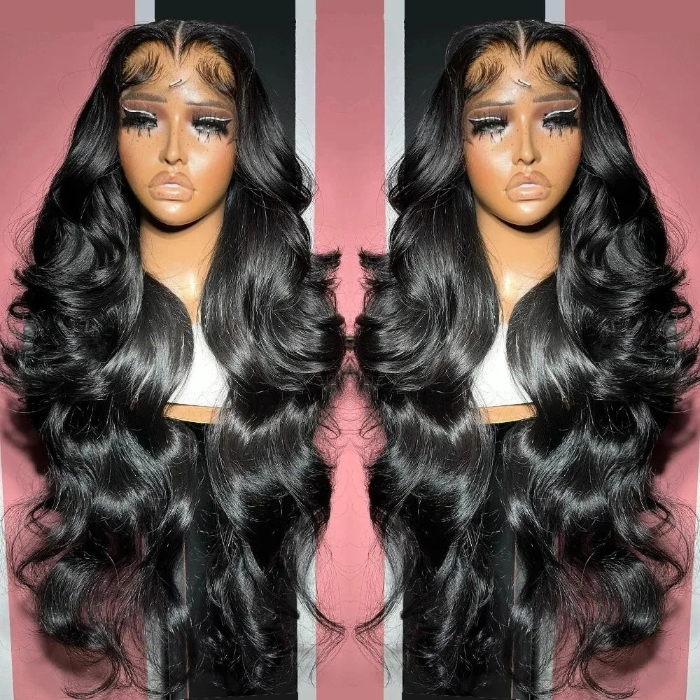 40 Inch 13x6 HD Transparent Lace Frontal Wig Body Wave Wigs Human Hair 200 Density Water Wave Brazilian 100% Raw Remy For Women