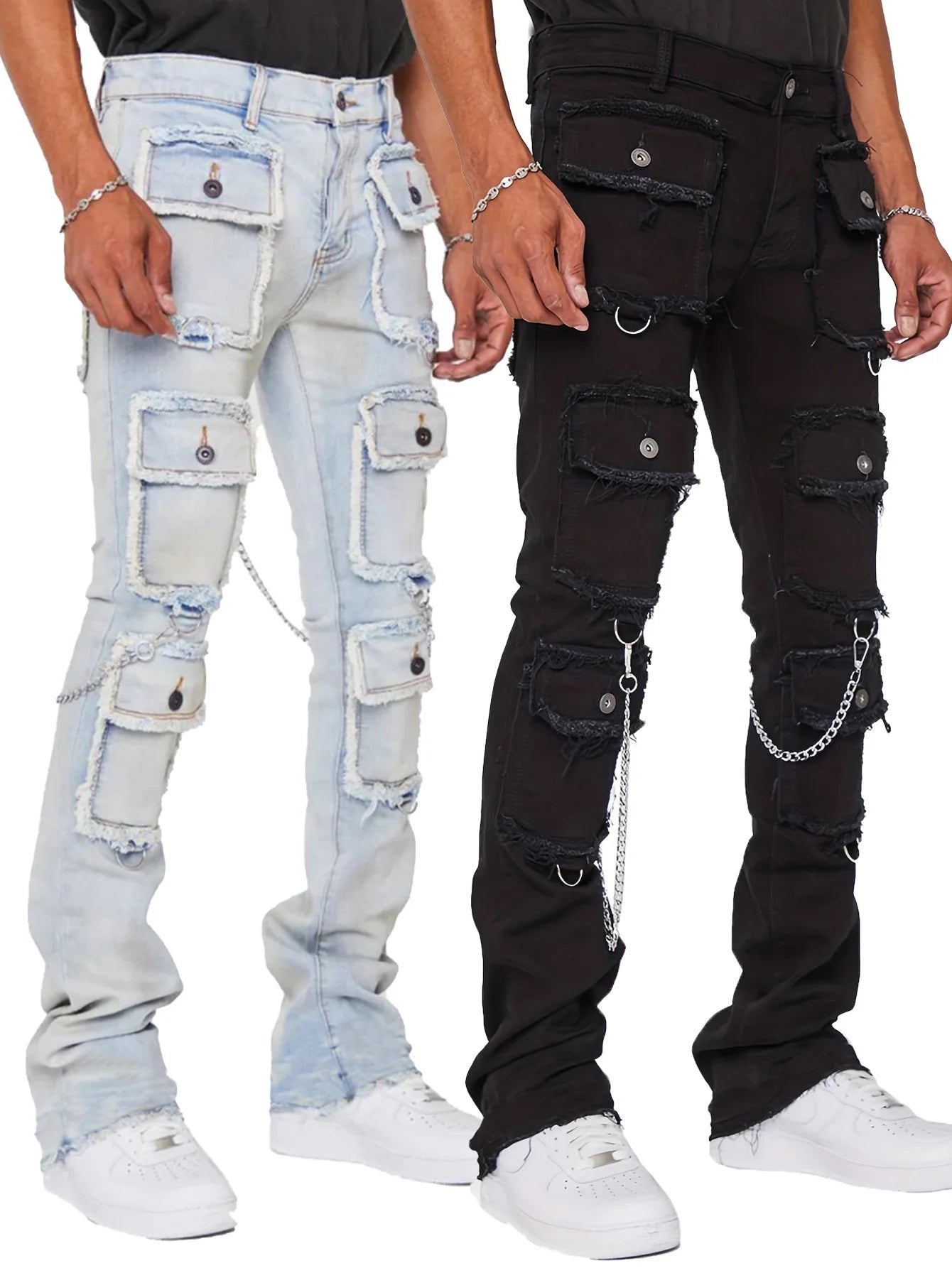 Multi-pocket Cargo Jeans Y2k Men’s Jeans Stretch Straight-leg Pants Vintage Trousers Overalls Casual High Street Hip Hop Jeans