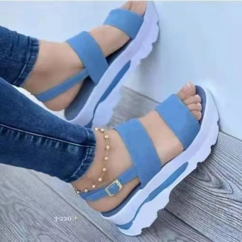 Women Comfortable Outdoor Sandals Casual Plus Size Slippers Round on Plus Size Wedge Shoes Sandalias Mujer