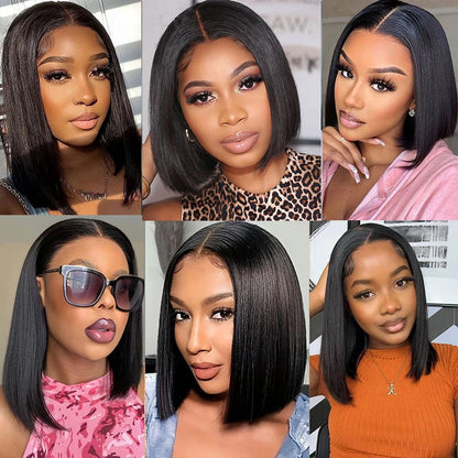 Wear Go Glueless Bob Wig Lace Front Human Hair Wigs Short Pre Plucked Straight 13x4 HD Transparent Lace Frontal Wig Bob on Sale