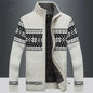 2021 Winter Sweater Male Thicken Fleece Men Cardigan Cotton Knitted Jacquard Men's Sweater coat Size S -3XL