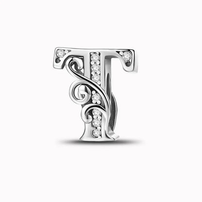 925 Sterling Silver Zircon Simple Vine 26 Letters Pendants Bead Fit Diy Bracelet Necklace Making Gift Of High Quality Jewelry