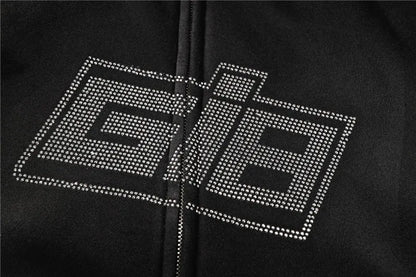 Y2k Rhinestone Women Hoodies Jacket Coat 2024 Gothic Harajuku Hoodie Female Streetwear Hoodie Zip Up Hoodies Grunge Sweatshirt