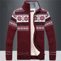 2021 Winter Sweater Male Thicken Fleece Men Cardigan Cotton Knitted Jacquard Men's Sweater coat Size S -3XL