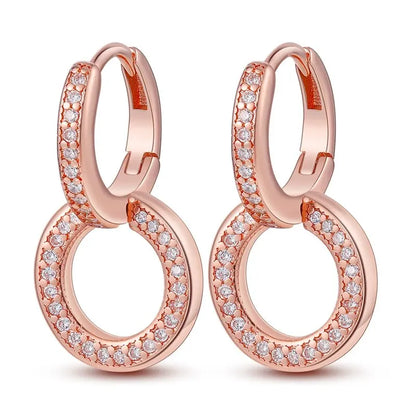 925 Silver Ear Jewelry Hollow Circle Shiny Zircon Inlaid Dangle Earrings Elegant Style Daily Casual Chain Wedding Ladies' Gifts