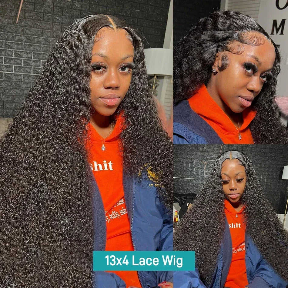 Hd Lace Wig 13x6 Human Hair Pre Plucked Curly Wig 40 Inch Deep Wave Frontal Wig Water Wave Lace Front Wig Brazilian Hair Wigs