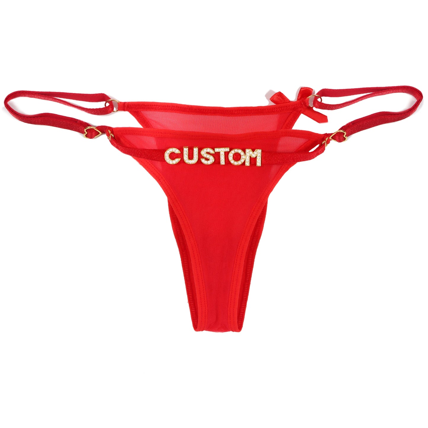 Sexy 5 Colors Tulle Panties Custom Thong for Women Personality Crystal Letter Name  Panties Breathable Adjustable Underwear Gift