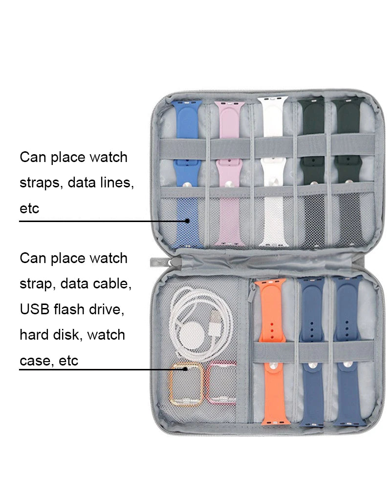 UTHAI Watchband Box for Apple Watch Strap Case Data Cable Travel Smart Watch Wriststrap Storage Bag Box Watches Organizer U12