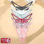 6Pcs/Set Lace Thong For Women Low Rise Soft Intimates Lingerie Sexy Lace Panties Color Ladies Comfortable Underpants Girls Panty