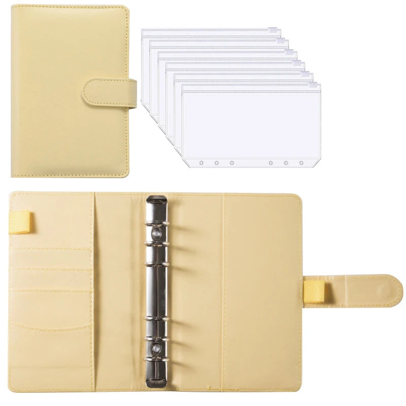 2024 A6 PU Leather Budget Binder Notebook Cash Envelopes System Set,with Binder Pockets for Money Budget Saving Bill Organizer